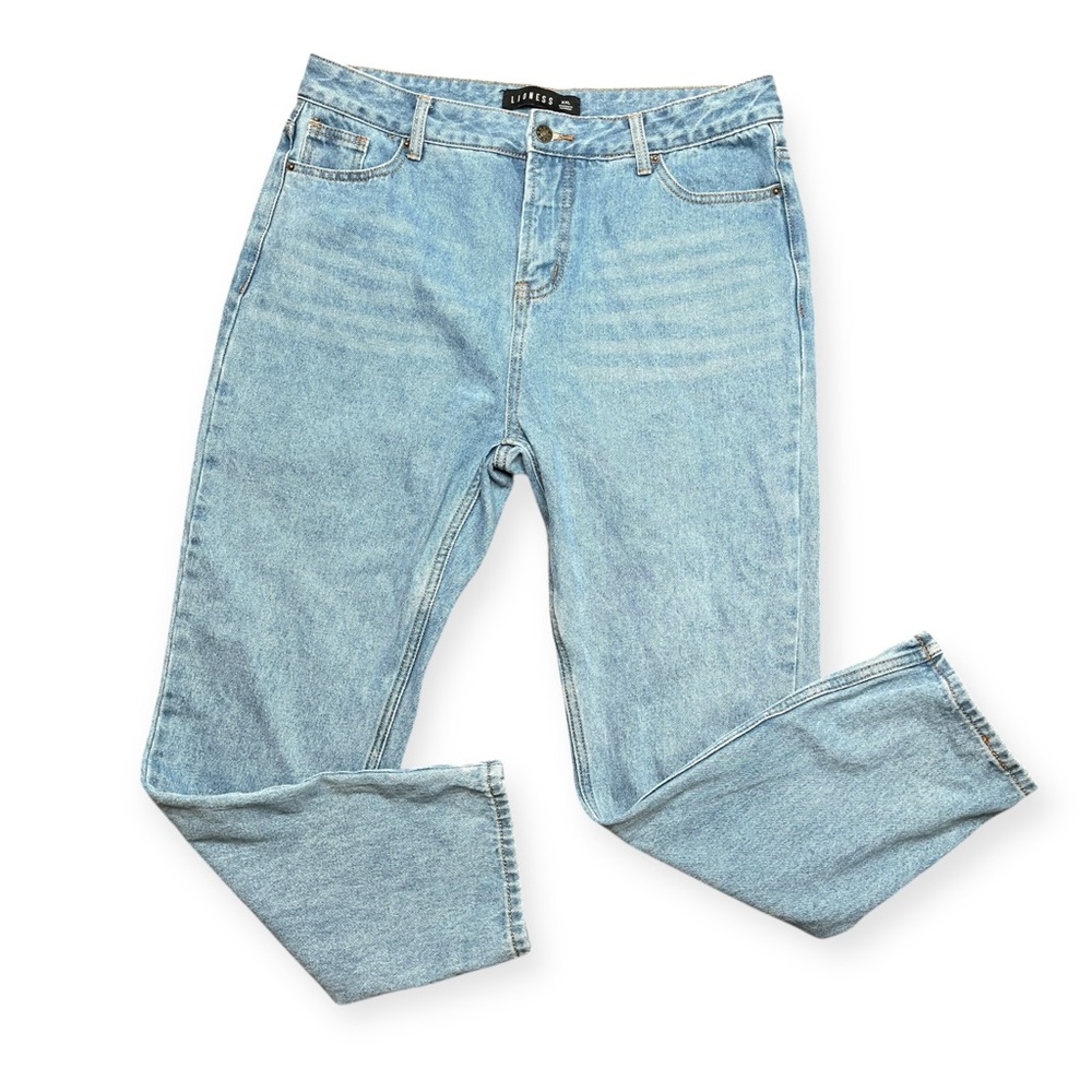 👖Lioness Light Wash Denim High Rise Straight Leg Jeans
